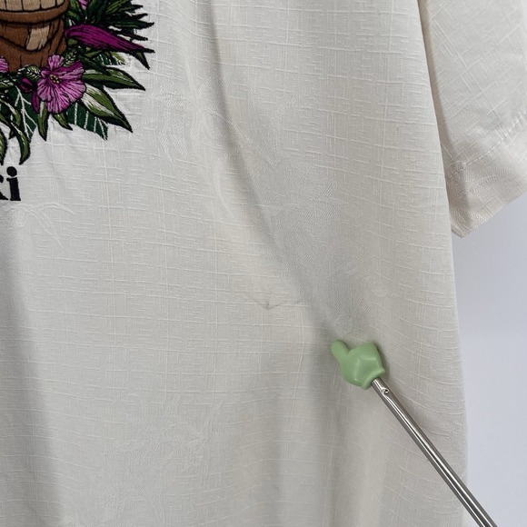 Tommy Bahama Isle of Tiki Embroidered Short Sleeve Silk Graphic Shirt XXL Rare - Picture 7 of 9
